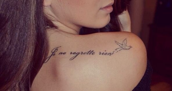 No me arrepiento de nada, Tattoo, Frase, Tatuaje